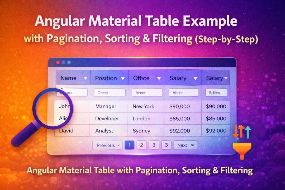 Angular Material Table Example with Pagination, Sorting & Filtering (Step-by-Step)