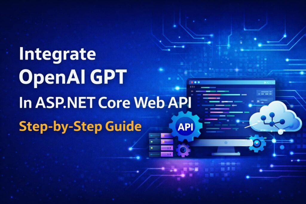 OpenAI GPT in ASP.NET Core Web API step-by-step tutorial with API and code illustration