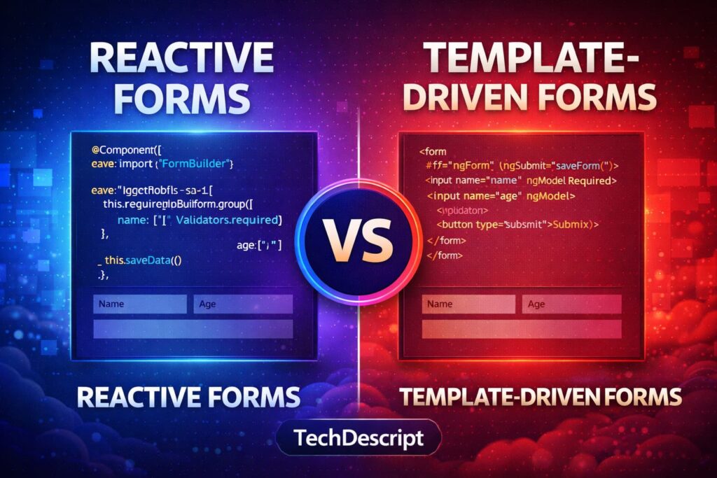 Reactive Forms vs Template-Driven Forms in Angular comparison with examples