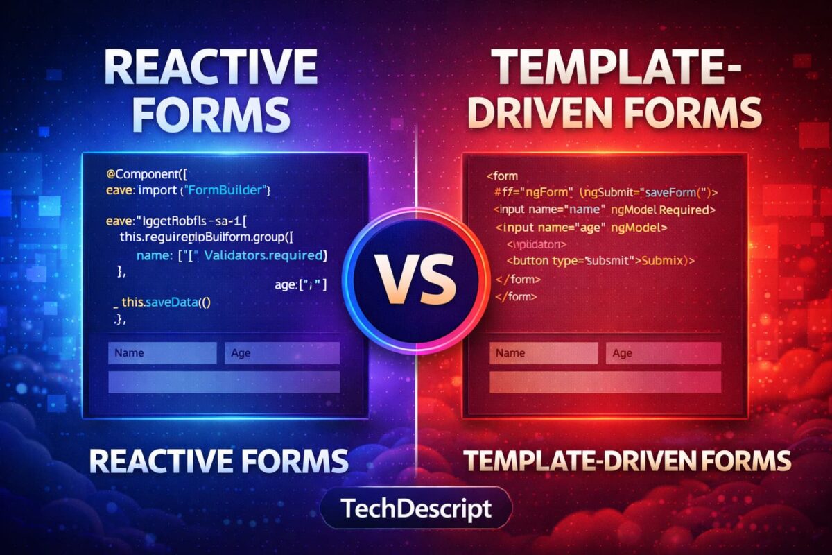 Reactive Forms vs Template-Driven Forms in Angular comparison with examples